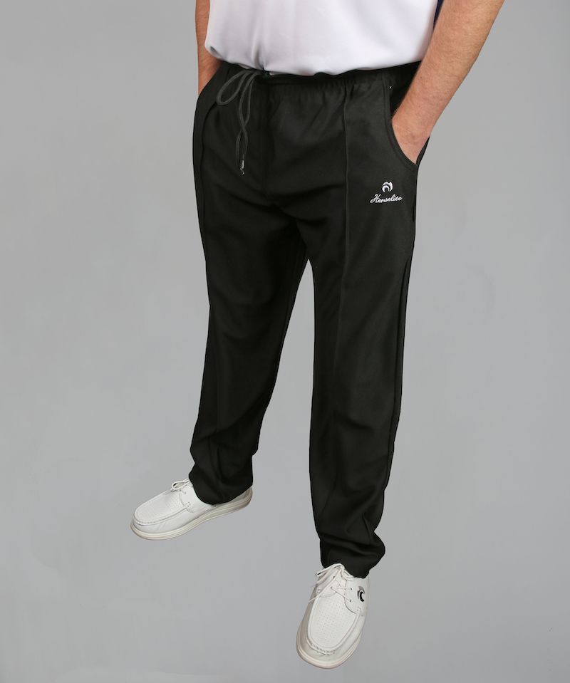 Henselite Mens Black Sports Bowls Trousers